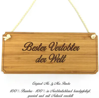 Produktbild von Mr. & Mrs. Panda Schild Verlobter - Geschenk, Wegweiser, Hinweisschild, Graviert, Landhaus, Hochzeit, Geschenkidee, Türschild, Shabby, Firmenschild, Verloben