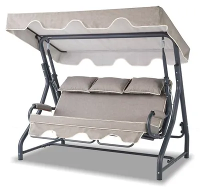 Image de Balancelle de jardin 3 places en métal et polyester anthracite et gris 200 x 165 x 110 cm