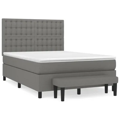 Produktbild von Boxspringbett mit Matratze Dunkelgrau 140x200 cm Stoff