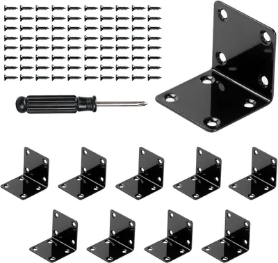 Produktbild von Metall Hoekverbinder schwarz, 50 x 50 x 2 mm, 10 Stück, für Möbelverbindungen