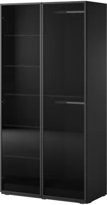 Produktbild von BETTSO Kleiderschrank SANDBOX ANTISOL Schrank mit LED-Beleuchtung klappbar Drehtürenschrank Glasfront 100cm Schwarz mit getönter Glasfront