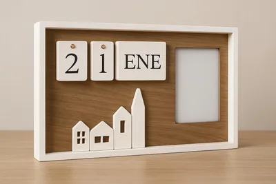 Immagine prodotto di Calendario in legno con cornice per foto - 37 x 23 cm