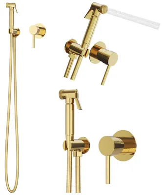 Produktbild von Granitan - Waschtischarmatur - Badarmatur - Unterputz - Messing - Gold - mit Bidetbrause - KIVO GOLD