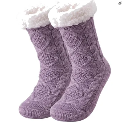 Produktbild von Haussocken mit Anti-Rutsch-Sohle - Dicke warme Kuschelsocken mit Futter, Wintersocken