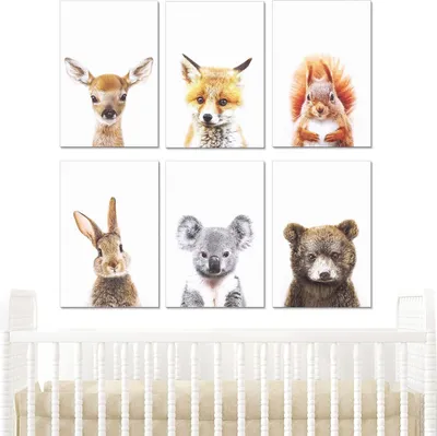 Produktbild von Dekorative Kinderposter - 6er-Set Tiere für das Kinderzimmer