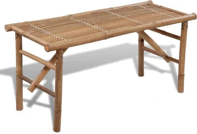Image de The Living Store Banc de jardin pliant 118 cm en bambou