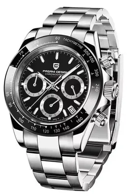 Produktbild von Herrenuhr Pagani Design Scopic, Quarz, Edelstahl, Chronograph, Silber/Schwarz