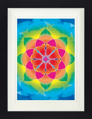 Produktbild von Mandalas Gerahmtes Bild Mit Edlem Passepartout | Wand-Bilder | Im Bilderrahmen - Blume Des Lebens, Regenbogen (40 x 30 cm)