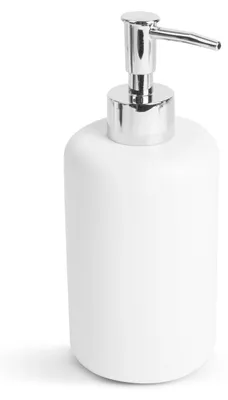 Image de Distributeur de savon – Pompe à savon blanc mat/argent – 300 ml – Résine synthétique – Ø7,4 x 17,5 cm – Accessoire de salle de bain [BW3021A]