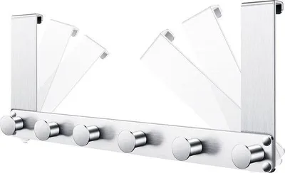Produktbild von Famanu Türhaken für das Aufhängen - Klappbarer Türkleiderhaken mit 6 Haken aus Edelstahl