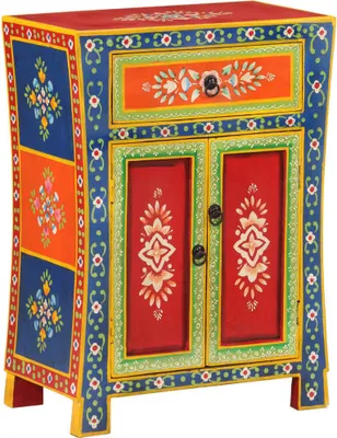 Obrázek produktu pro Ručně malovaný příborník 54x30x74 cm masivní mangovníkové dřevo