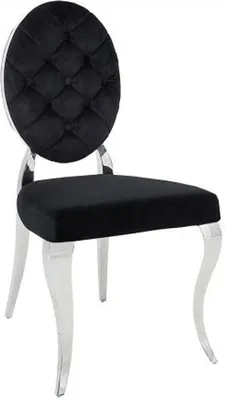 Produktbild von Casa Padrino Designer Esszimmer Stuhl Schwarz / Silber  ohne Armlehne - Designer Stuhl
