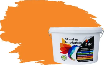 Produktbild von RyFo Colors Silikonharz Fassadenfarbe Lotuseffekt Trend Orangetöne Sanddorn 10l - bunte Fassadenfarbe, weitere Orange Farbtöne und Größen erhältlich, Deckkraft Klasse 1