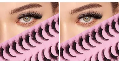 Image de Cils artificiels effet "œil de chat", 10 paires, doux, réutilisables, bande transparente