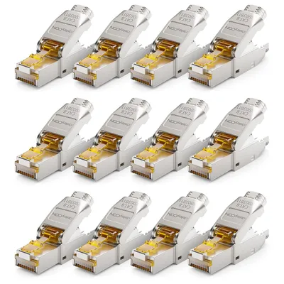 Productafbeelding van deleyCON CAT 8 netwerkconnectoren RJ45, gereedschaploos, 40 Gbit/s, 12 stuks