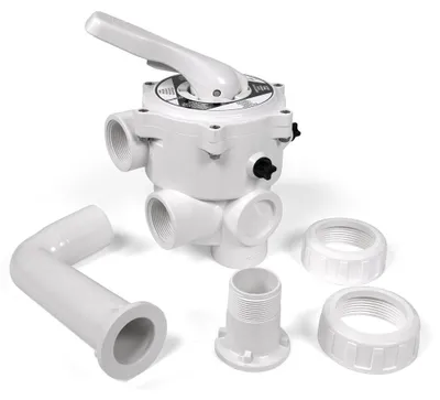 Produktbild von 1 1/2'' IG 6-Wege Ventil Astral weiss mit Anschlussverrohrung