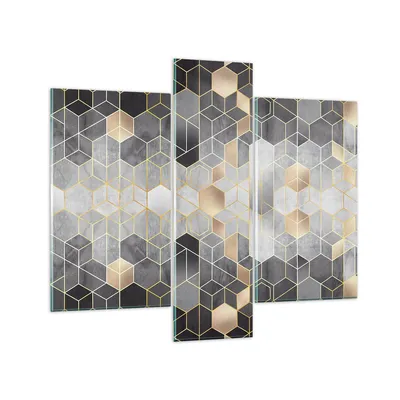 Produktbild von Bilder auf glas - 3 Teile - Geometrisch Abstraktion Sechsecke - 95x80cm - Glasbilder - Wandbilder - Bilder - Wanddekoration aus Glas - Glas Bilder - Wandbild auf Glas - GCB95x80-4776