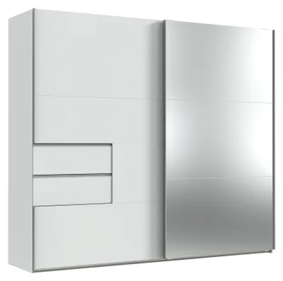 Produktbild von Schwebetürenschrank >palermo< in WEISS / SPIEGEL - 250x216x65 (BxHxT)