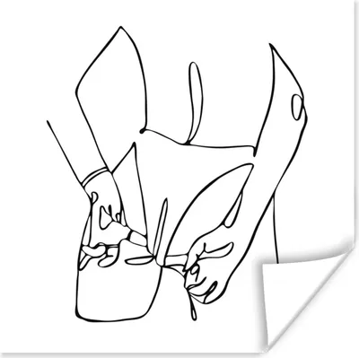 Produktbild von MuchoWow® Poster Abstrakte Strichzeichnung des Rückens einer Frau im Quadrat 50x50 cm - Wohnzimmerdekoration