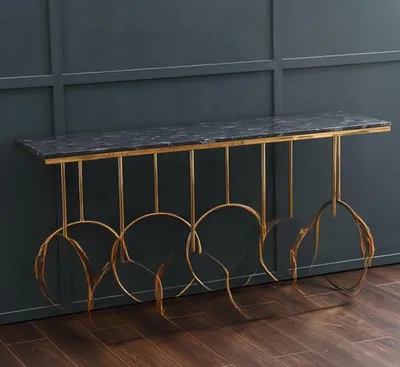 Image de Table de salon Meubles de luxe Table console Design acier inoxydable Or Nouveau
