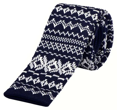Produktbild von DonDon schmale Strickkrawatte 5 cm - Norweger Muster Weihnachtskrawatte Motiv