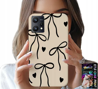 Zdjęcie produktu dla Etui Do Realme 9 5G - Beżowe Kokardki Wstążka Modne Wzory