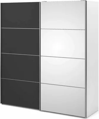 Produktbild von Kleiderschrank 2 Türen Blandina, Schlafzimmermöbel, Schrank, Garderobe, 182x64 h202 cm, Weiß und Grau