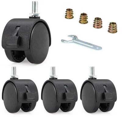 Immagine prodotto di Set di rotelle per mobili da 4 pezzi, rotelle in nylon da 2 pollici con freno