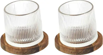 Produktbild von HowHomely | WhiskyGläser Set - 160 ml - Akazienholz Untersetzer - Elegantes Design - Geschenke für Whisky-Liebhaber