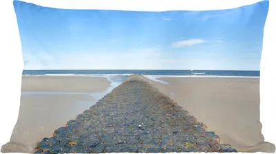 Produktbild von MuchoWow® Zierkissen Sofakissen Wohnzimmer Dekokissen 50x30 cm Nordsee - Strand - Wasser - Wohnzimmerdekoration - Polster mit Photo