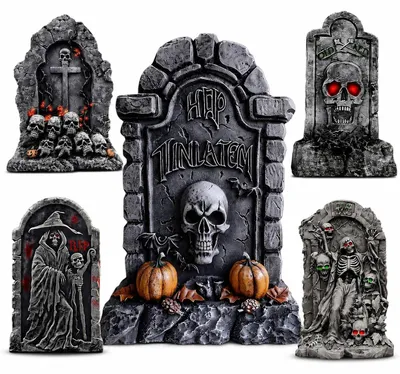Halloween-Grabsteine 63 cm, 5 Stück, Gartendekoration