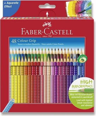 A box of Faber-Castell colored pencils.