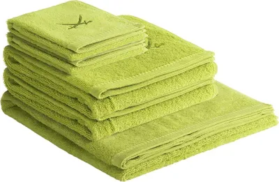 Produktbild von Sansibar Sylt Handtuch Set Frottier-Serie Classic Nr. 2 (Set, 5-tlg), hochwertige Sansibar-Säbel Stickerei, grün