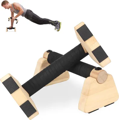 Produktbild von Holz-Liegestützgriffe – Paralletten-Set – Training für den Oberkörper – Ergonomische Holzgriffe – 20 x 10 x 6,5 cm