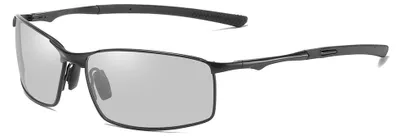 Obrázek produktu pro Techsuit - Sunglasses Polarized (559) pánské obdélníkové polarizační sluneční brýle s UV ochranou a kovovým rámem - černé / fotochromatické