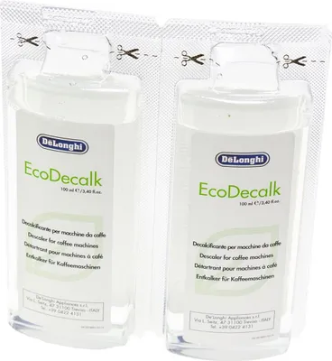 Produktbild von De'Longhi Entkalker 2x100ml Original Ersatzteil für Kaffeemaschinen und Kaffeevollautomaten, biologisch abbaubar, schonend, antibakteriell & hygienisch, Art.-Nr.: AS00006358 / 5513296011, kompatibel mit DLSC200, DLSC003, 5513214841