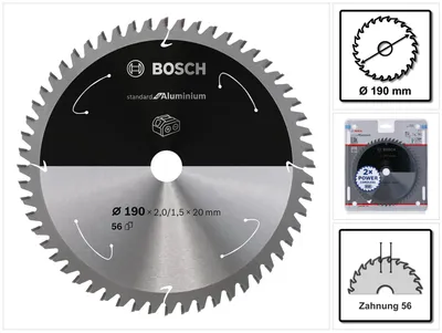 Zdjęcie produktu dla Bosch 2 608 837 770, Aluminium, 19 cm, 2 cm, 1,5 mm, 7900 RPM, 2 mm