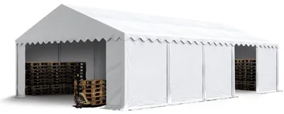 Produktbild von TOOLPORT Lagerzelt 5x10 m Industriezelt Unterstand PVC Plane 750 N weiß mit Bodenrahmen