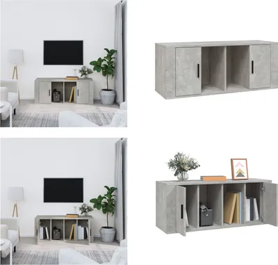 Produktbild von vidaXL TV Schrank Betongrau 100x35x40 cm Holzwerkstoff - TV-Schrank - TV-Schränke - TV-Möbel - TV-Ständer