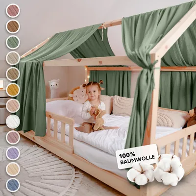 Produktbild von Hausbett Himmel 2er-Set aus 100% Musselin - für Kinderbett