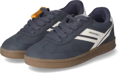 A pair of blue Dockers by Gerli sneakers with white accents and brown soles, shown from a slightly elevated side angle against a white background.