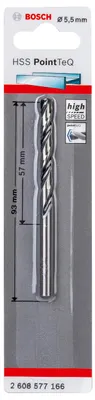 Imagen del producto de Broca helicoidal HSS, punta PointTeQ, según la norma DIN 338, 5,5 mm, paquete de 1 unidad