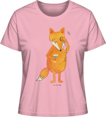 Produktbild von Mr. & Mrs. Panda Basic T-Shirt Damen Fuchs Lord Größe L - Baumwolle Pink - Geschenk, Schick, Cocktail, Füchse, Spruch Lustig, Shirt, Sommershirt, Oberteil, Mit Print