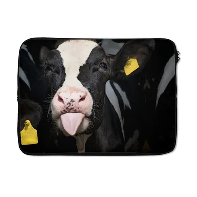 Produktbild von MuchoWow® Laptop Hülle 14 ZollKuh - Licht - Porträt Laptoptasche - Laptoptasche - Stoßsicher - Schutzhaube
