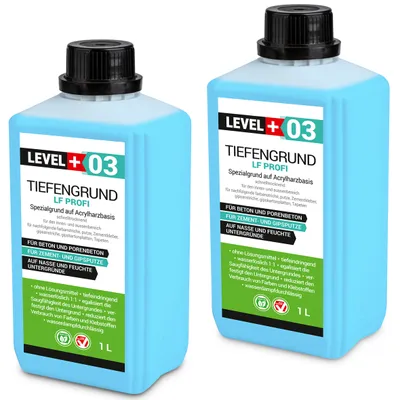 Produktbild von Tiefengrund LF Profi Grundierung 1:1 mit Wasser verdünnbar schnell trockend 2L LEVEL+ RM03