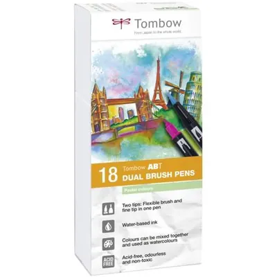 Image de Marqueur pinceau double face ABT - Pastels 18 pcs