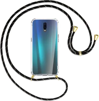 Produktbild von Handykette Backcover-Schutzhülle mit Band (Metall goldfarben) für Oppo R17 / RX17 - schwarz/gold