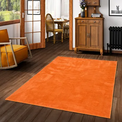 Produktbild von Luxus Super Soft Hochflor Langflor Teppich Deluxe Orange, Größe:133x133 cm