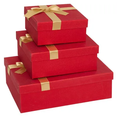 Produktbild von 3er-Set rote Weihnachtsgeschenkboxen mit Schleife