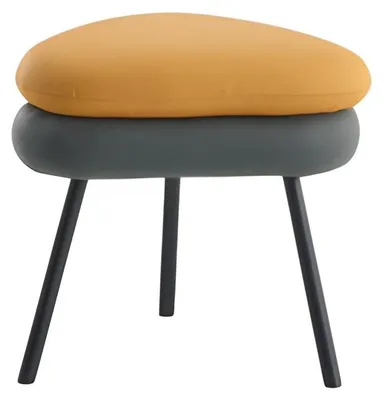 Obrázok produktu pre Grau-Gelber Polsterhocker Designer Metallfüße Textil Sitzhocker